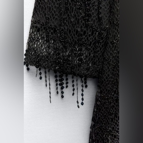 Zara FRINGED SEQUIN MINI DRESS. Black. Size S. New with Tags. - Picture 8 of 10